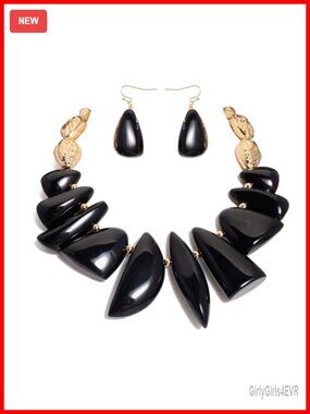 Chunky Beaded Necklace Set with Earrings Acrylic